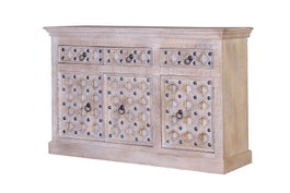 GINER Y COLOMER Aparador de madera de mango color natural con 3 puertas y 3 cajones
